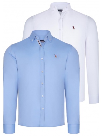 dual set g674 dewberry ανδρικο πουκαμισο-λευκο-baby blue σε προσφορά