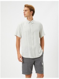 koton summer shirt with short sleeves turndown collar buttoned cotton