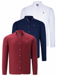 τριπλο σετ g674 dewberry ανδρικο πουκαμισο-navy μπλε-λευκο-μπορντ