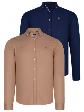 dual set g674 dewberry ανδρικο πουκαμισο-navy blue-camel σε προσφορά
