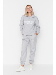 trendyol gray loose jogger fleece inside knitted sweatpants