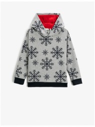 koton christmas theme with snowflake print hoodie sweatshirt