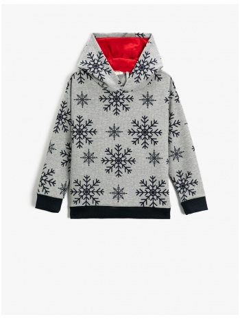 koton christmas theme with snowflake print hoodie sweatshirt σε προσφορά
