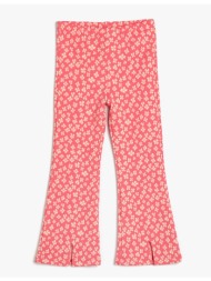 koton spanish leg leggings pants with floral elastic waist and slit detail.