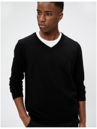 koton basic sweater v-neck knitwear slim fit long sleeve