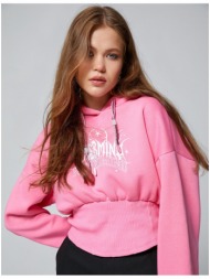 koton printed hoodie and sweatshirt with corset detail at the waist.
