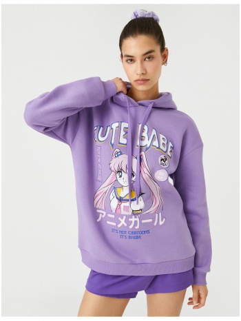 koton anime sweatshirt oversize printed hoodie with ribbed σε προσφορά