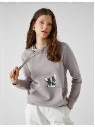 koton dog print hoodie & sweatshirt kangaroo with pocket