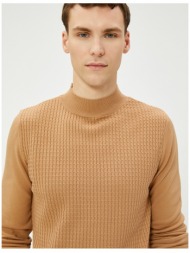 koton half turtleneck sweater knitwear textured slim fit long sleeves