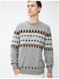 koton ethnic patterned knitwear sweater crew neck long sleeved