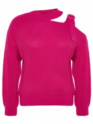 trendyol curve fuchsia window/cut out detailed knitwear sweater