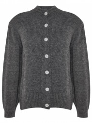 trendyol curve anthracite cardigan with button closure