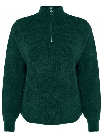 trendyol curve green zip-up knitwear sweater σε προσφορά