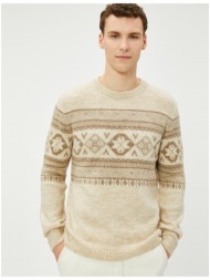 koton acrylic blend sweater ethnic patterned crewneck