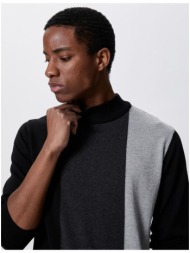 koton basic knitwear sweater half turtleneck slim fit color block