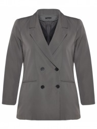 trendyol curve double-breasted gray double breasted blazer with closure