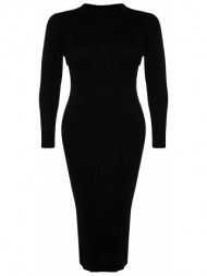 trendyol curve black waist detailed sweater dress