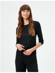 koton long sleeved pajama tops with crew neck ribbed modal blend.