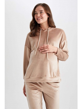 defacto hooded velvet maternity sweatshirt with flounce σε προσφορά