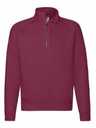 burgundy men`s sweatshirt zip neck sweat fruit of the loom