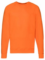 orange men`s sweatshirt lightweight raglan sweat fruit of the loom