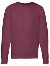 burgundy men`s sweatshirt lightweight raglan sweat fruit of the loom