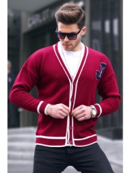 madmext claret red men`s knitwear cardigan 6314