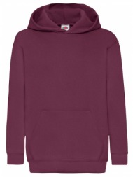 burgundy children`s sweatshirt classic kangaroo fruit of the loom