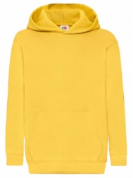 yellow children`s sweatshirt classic kangaroo fruit of the loom