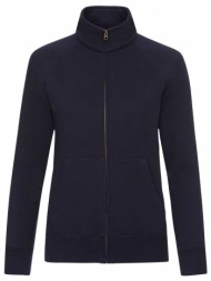 navy blue women`s sweatshirt with stand-up collar fruit of the loom