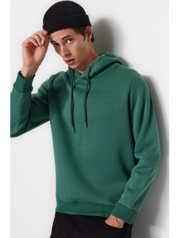 trendyol green men`s basic regular/normal cut hoodie with σε προσφορά