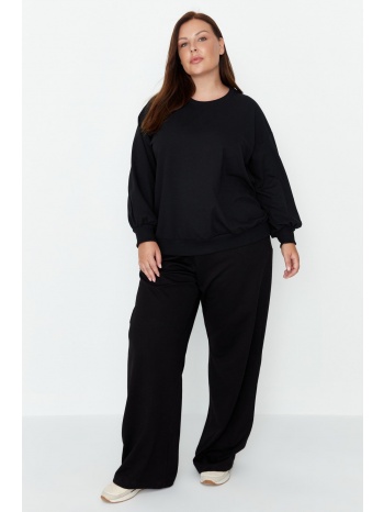 trendyol curve black wide-cut thin, knitted sweatpants σε προσφορά