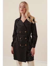 bigdart 5864 double breasted short trench coat - black