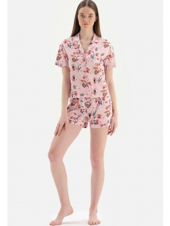 dagi light pink shirt collar tropical patterned shorts σε προσφορά
