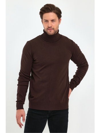 lafaba men`s brown turtleneck basic knitwear sweater σε προσφορά