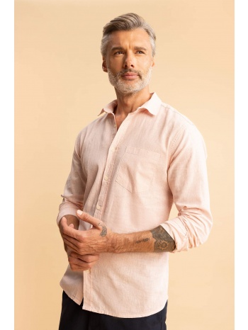 defacto regular fit linen blend long sleeve shirt σε προσφορά