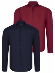dual set g726 dewberry ανδρικά πουκάμισα-navy blue- μπορντό