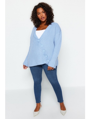 trendyol curve light blue knitwear plus size cardigan σε προσφορά