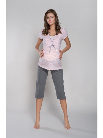felicita short sleeve pyjamas, 3/4 pants - apricot/grey σε προσφορά