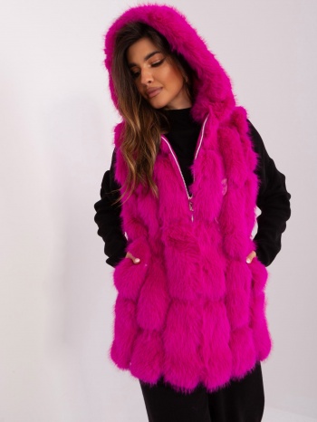 fuchsia fur vest with eco-leather inserts σε προσφορά