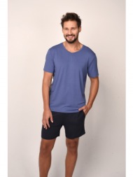 men`s pyjamas dallas, short sleeves, shorts - blue/navy blue
