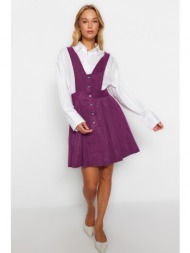 trendyol plum mini gilet woven button detailed dress