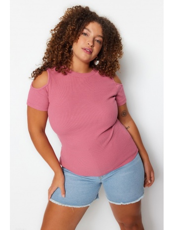 trendyol curve plus size μπλούζα - ροζ - slim fit σε προσφορά