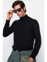 trendyol black men`s slim fit half turtleneck basic knitwear sweater
