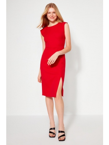 trendyol red fitted midi dress with waistcoat σε προσφορά
