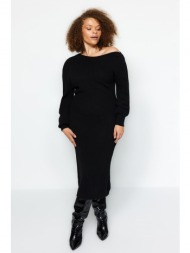 trendyol curve black asymmetrical detailed sweater dress