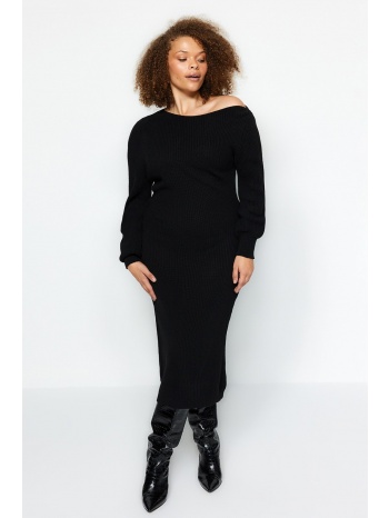 trendyol curve black asymmetrical detailed sweater dress σε προσφορά