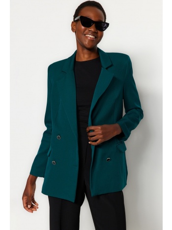 trendyol emerald green regularly lined woven blazer jacket σε προσφορά