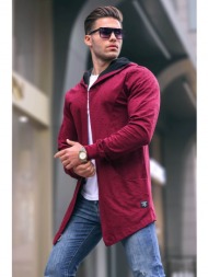 madmext claret red ripped detailed cardigan 4093
