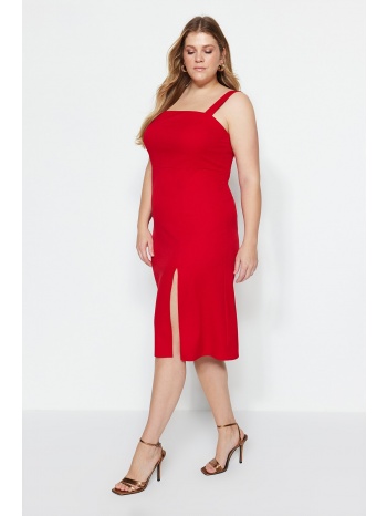 trendyol curve plus size φόρεμα - κόκκινο - bodycon σε προσφορά